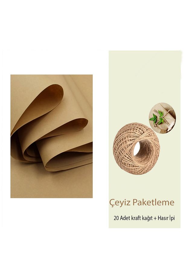 70x100 Kraft Kağıt 20 Adet + Hasır ipi - 1
