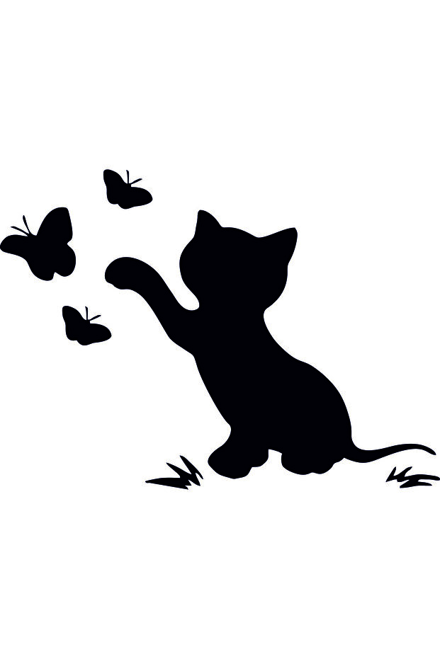 22x16 cm Cat and Butterfly Patterned Auto Sticker