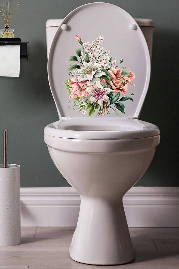 Soft Renkli Kır Çiçekleri Klozet Sticker Banyo Sticker  ECH120 - 3