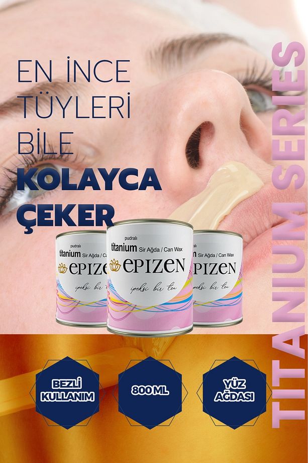 10 Adet Hassas Ciltler İçin Titanium Pudralı Sir Ağda Konserve Kutu 800G - 2