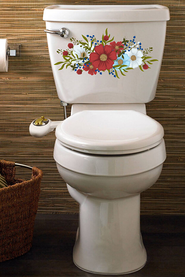 Red White Blue Roses Toilet Seat Sticker Bathroom Sticker
