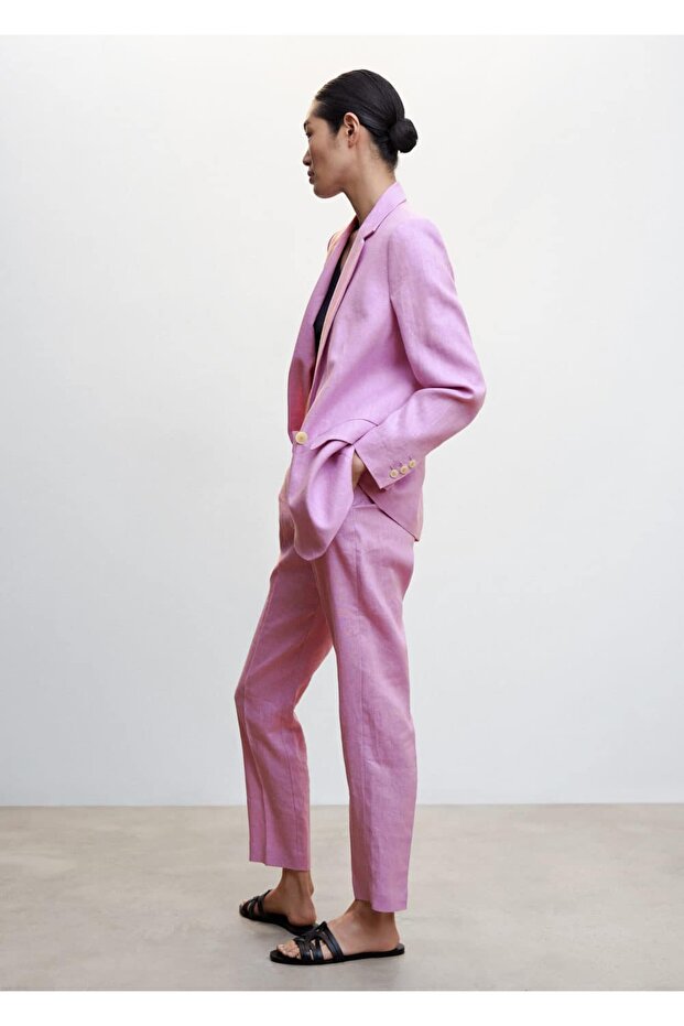 Oversize Keten Ceket - 7