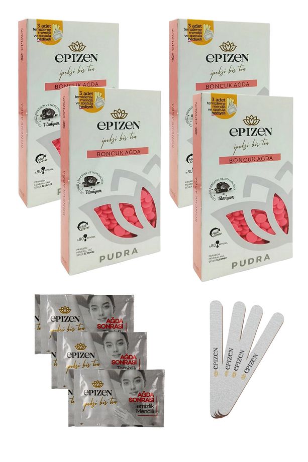 Hassas Ciltler İçin Titanium Pudralı 4Lü Boncuk Ağda, Spatula, Mendil, Seti - 1