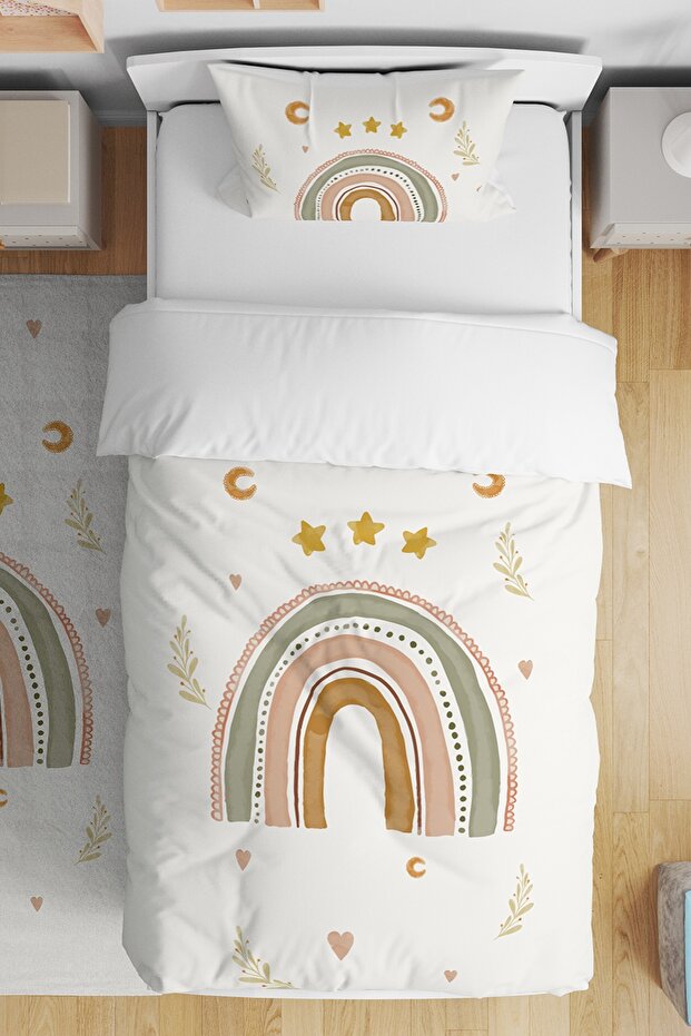 Starry Rainbow Patterned Single Baby Kids Bedding Set