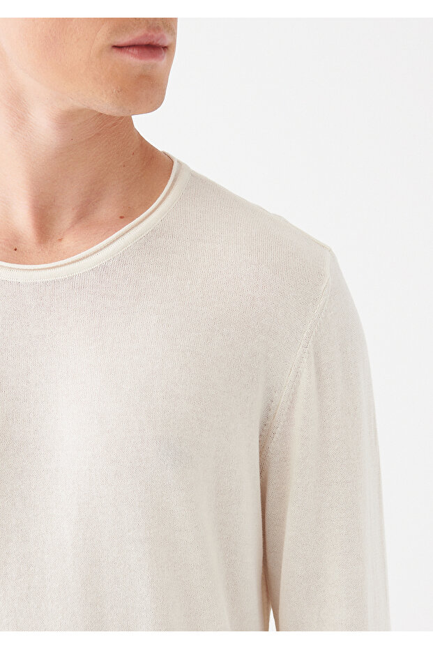 Weißer Pullover mit Rundhalsausschnitt, reguläre Passform / normaler Schnitt 0710022-70054 - 5