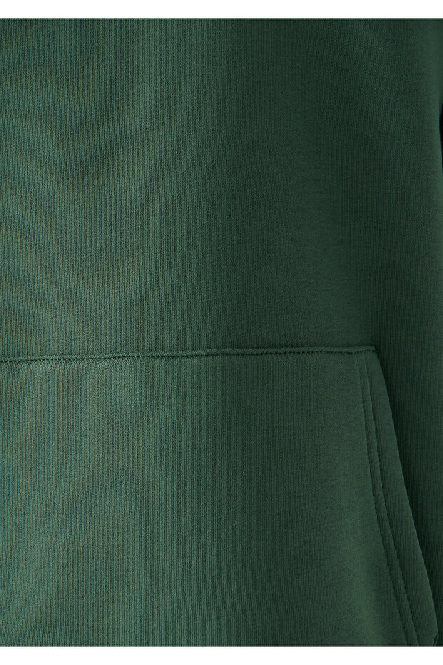 Kapüşonlu Yeşil Basic Basic Sweatshirt 0610937-71580 - 6