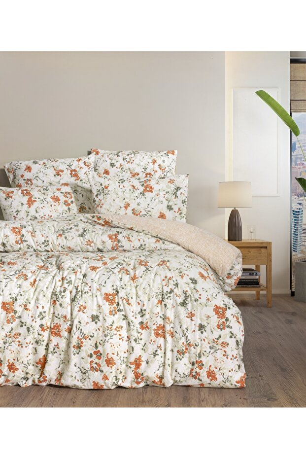 Flannel Single Duvet Cover Set Vintage Ecru