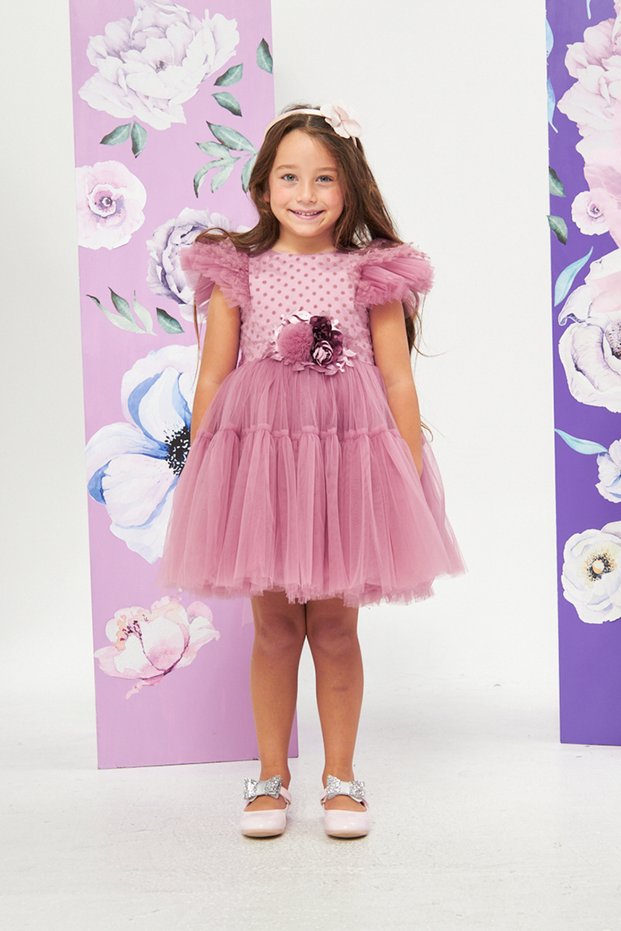GIRL'S DRESS WITH SKIRT TULY AND DOT DETAIL