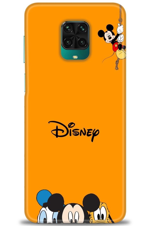 حافظة هاتف Xiaomi Redmi Note 9 Pro مطبوعة بدقة HD - برتقالي Disney + واقي شاشة كامل