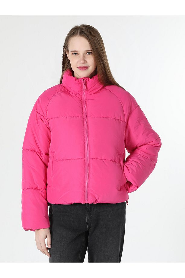 Regular Fit Şişme Pembe Kadın Mont - 4
