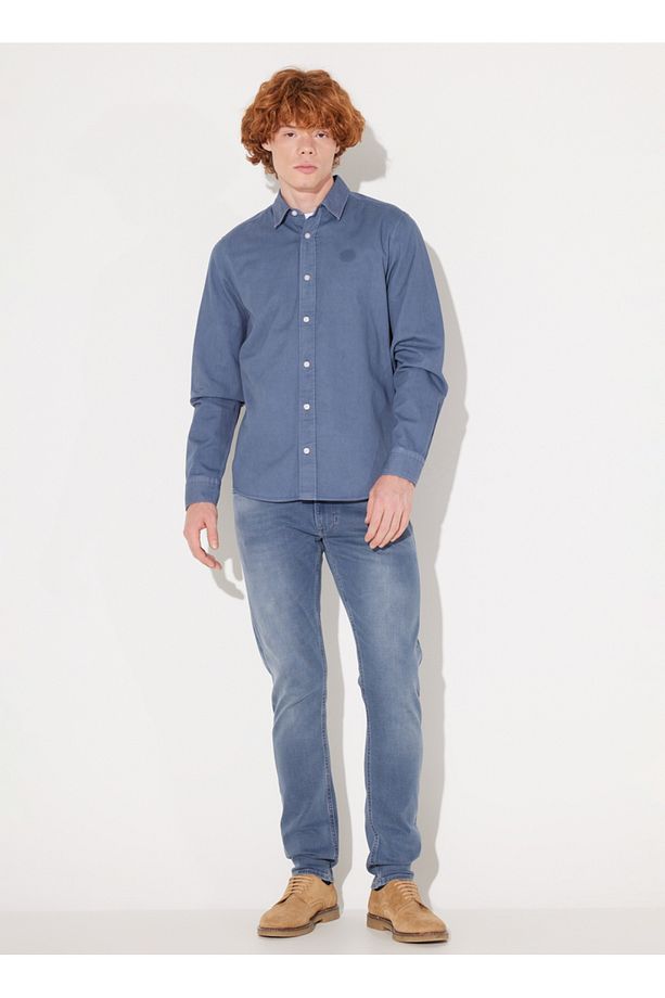 Regular Fit Gri Erkek Gömlek LL37BMA66 Uzun Kollu Gömlek - 5