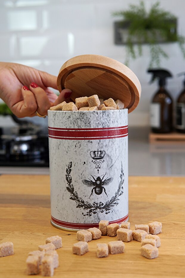 Er116-5o Country Housefly Patterned Spice Rack with Wooden Cover 1.1 Lt