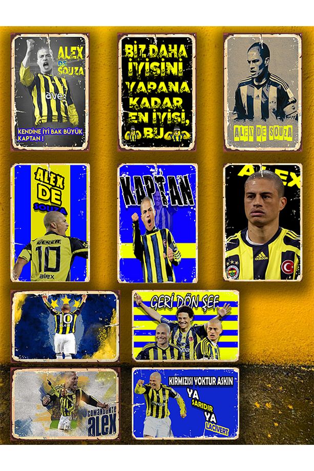 Alex De Souza Seti 10 Adet 20x30 Cm Retro Ahşap Tablo - 1