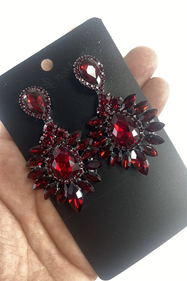 Burgundy Shuttle Model Large Small Stone Henna Wedding Engagement Earring – Bijoux Earring, Stylish Design – Bijoux Earring