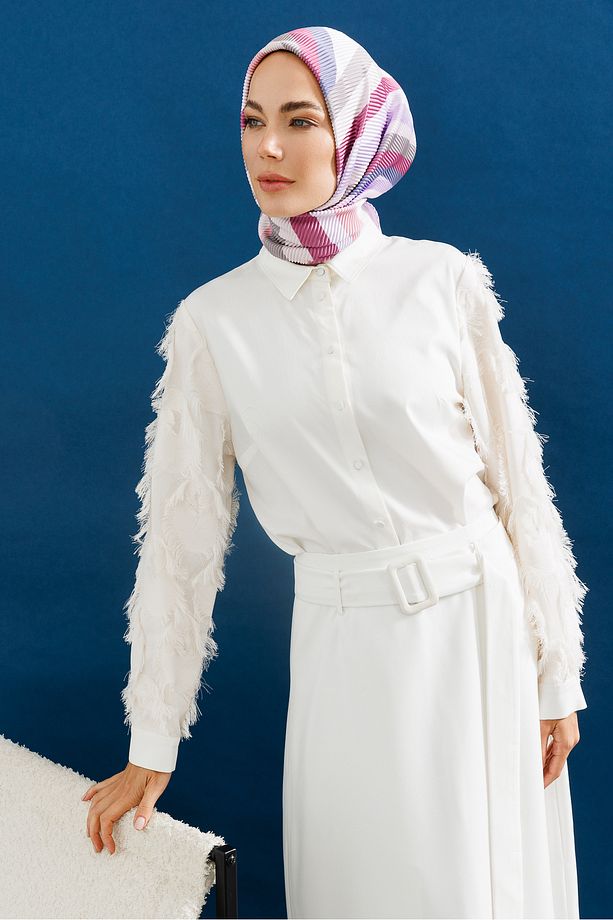 Leylak Akra Desen Pilise Eşarp - 2