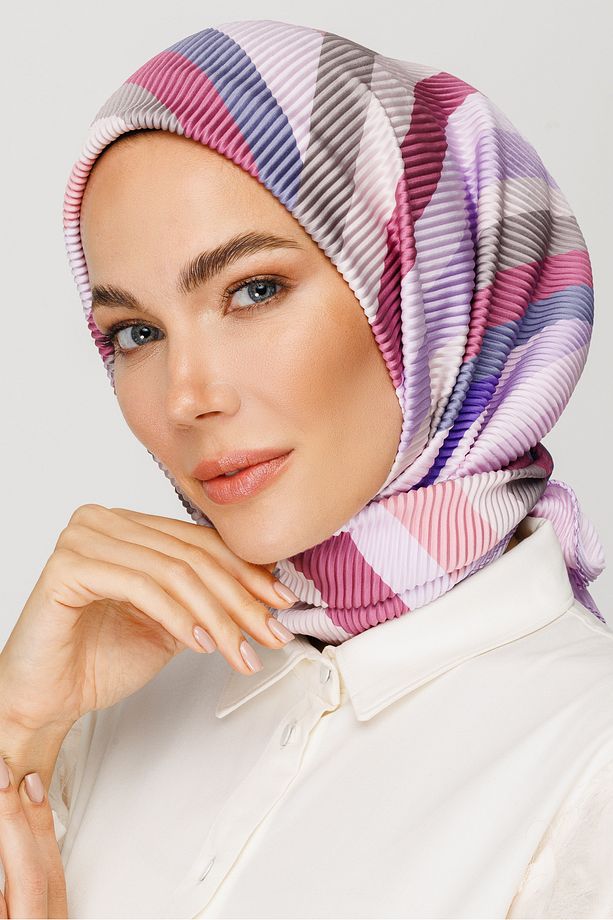 Leylak Akra Desen Pilise Eşarp - 6