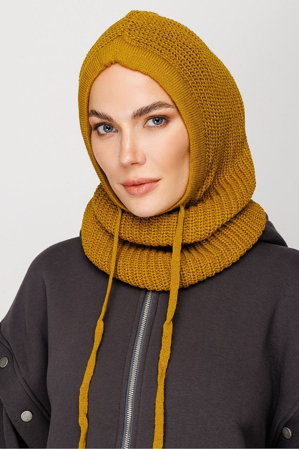 Zeytin Yeşili Balaclava Triko Başlık - 2