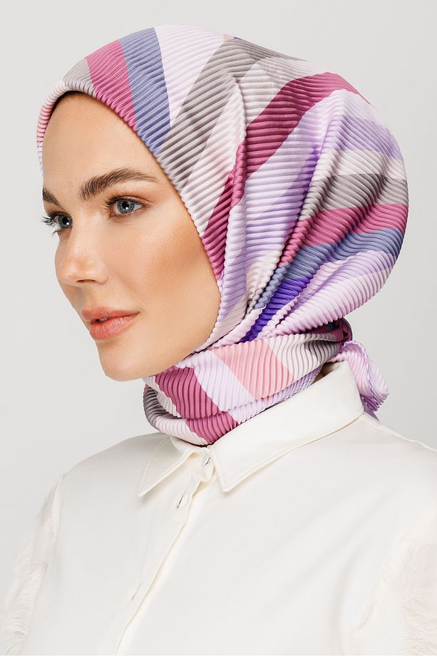 Leylak Akra Desen Pilise Eşarp - 7