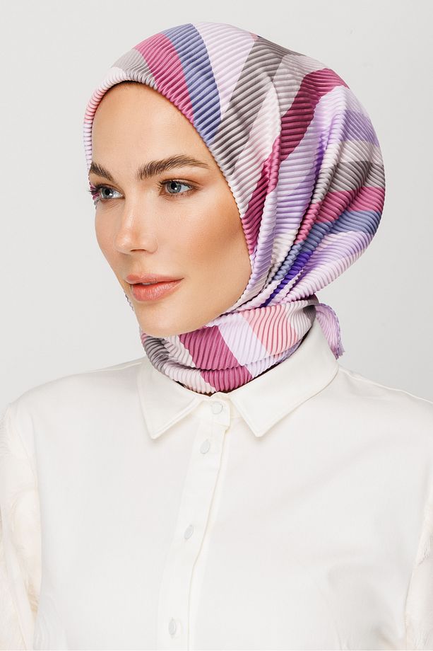 Leylak Akra Desen Pilise Eşarp - 1