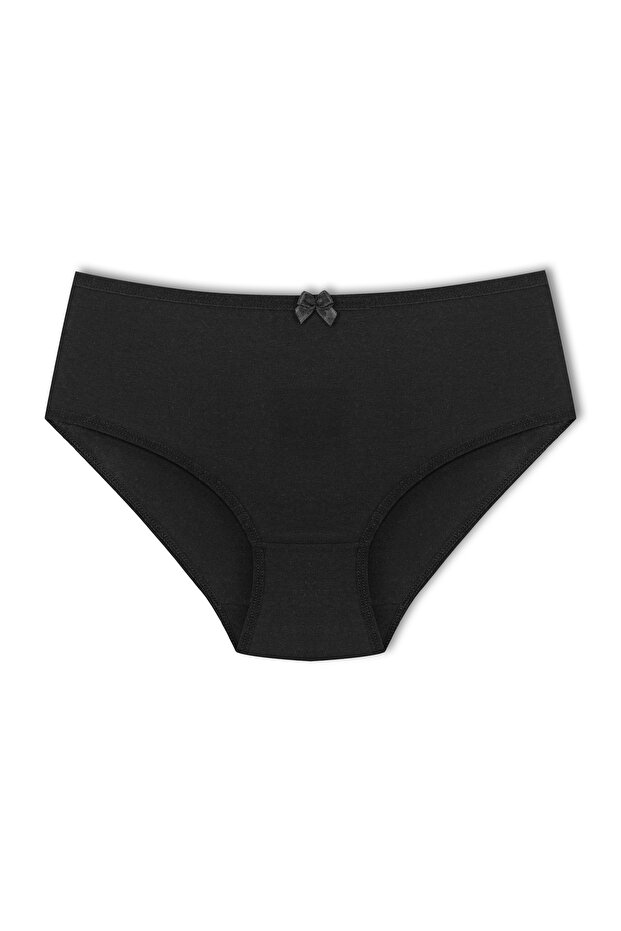 Black Cotton High Waist Large Size Bato Women's Panties