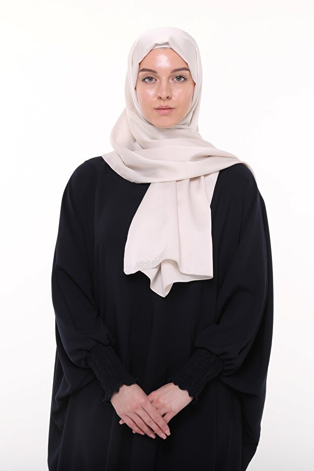 Women's Plain Crepe Satin Shiny Luxury Evening Dress Shawl-dark Cream