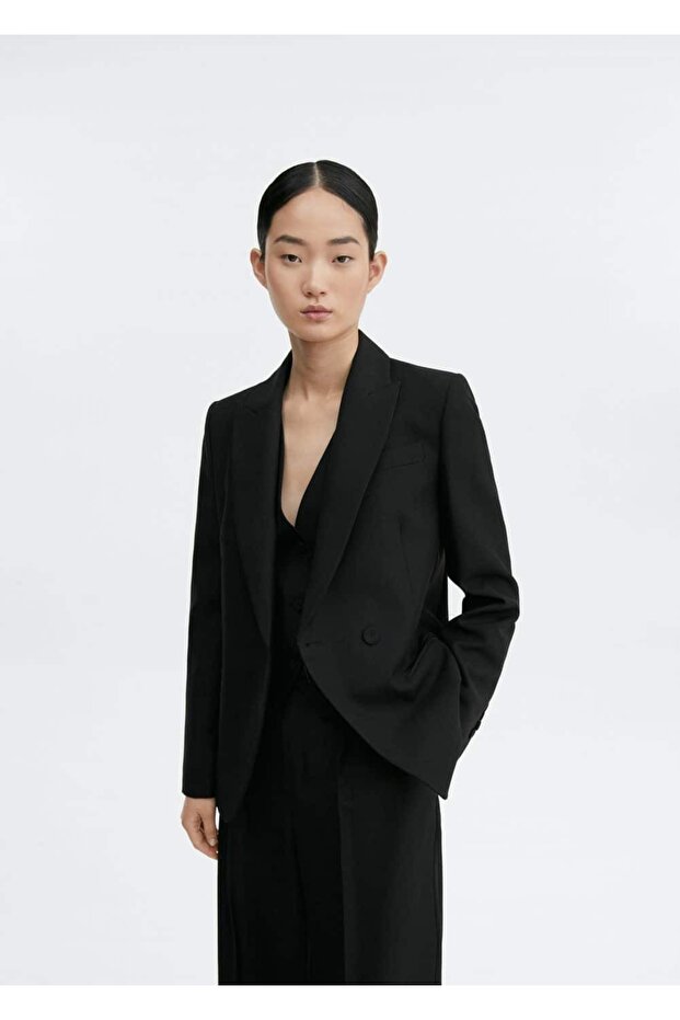 Regular Kesim Yünlü Blazer Ceket - 1