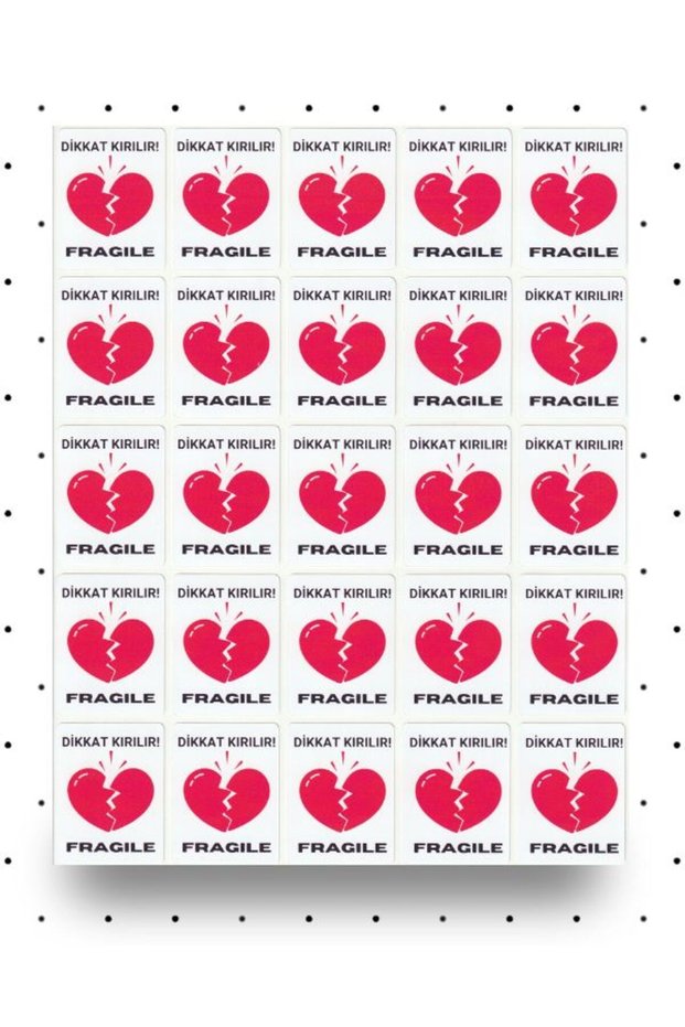Attention Breakable Broken Heart Sticker Set 4x5,5cm Fragile Cargo Label Warning Valentine's Day NSTI0078