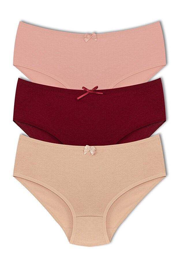 3-Piece Cotton High Waist Large Size Bato Women's Panties