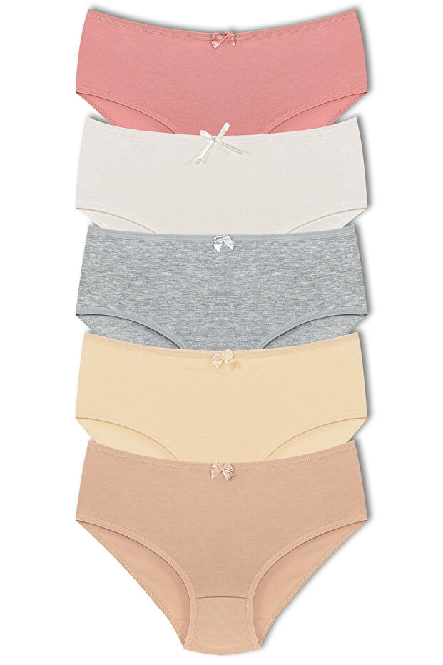 5-Piece Cotton High Waist Large Size Bato Women's Panties