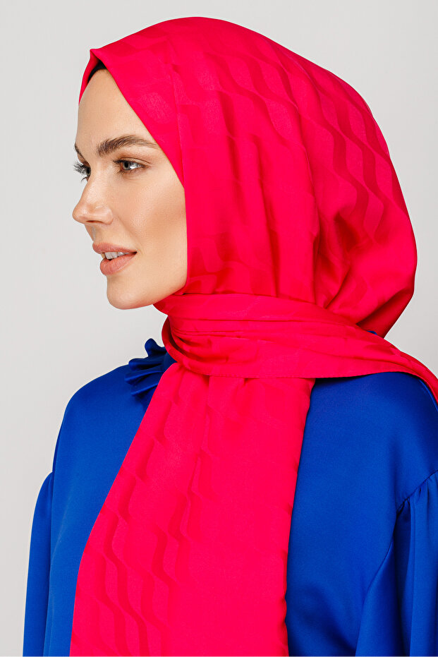 Silky Jacquard Wave Pattern Shawl - 5