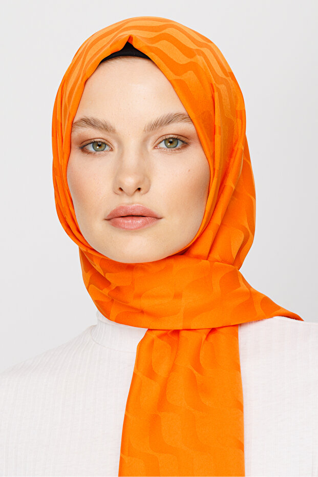 Silky Jacquard Wave Pattern Shawl - 3