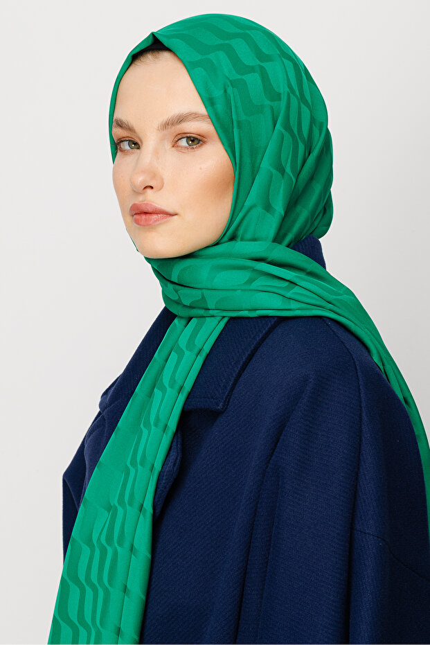 Wave Pattern Silky Jacquard Shawl - 6