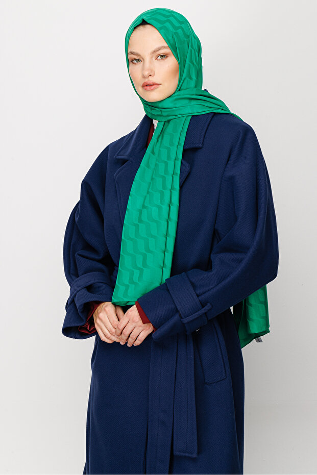 Wave Pattern Silky Jacquard Shawl - 7