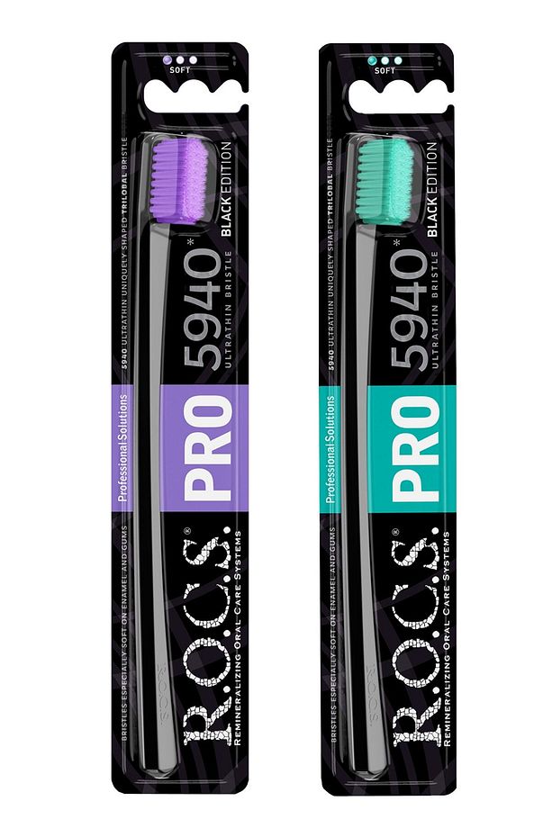 Rocs Pro Black 5940 Adet Kıl Içeren Soft Diş Fırçası - 2 Adet Mor-yeşil - 1