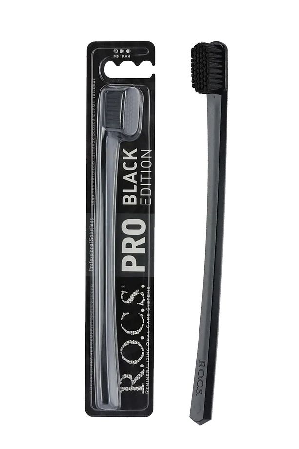 Rocs Pro Black 5940 Adet Kıl Içeren Soft Diş Fırçası - 2 Adet Siyah-mavi - 5
