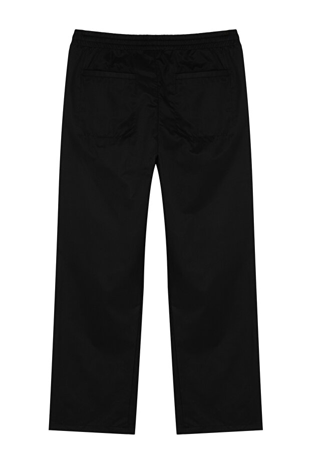 Siyah Regular Fit Beli Bağcık Detaylı Pantolon TMNAW24PL00017 - 6