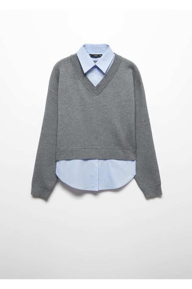 Pulover cămașă combinată - 3