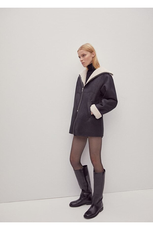 Çift Taraflı Deri Görünümlü Çeket - 7