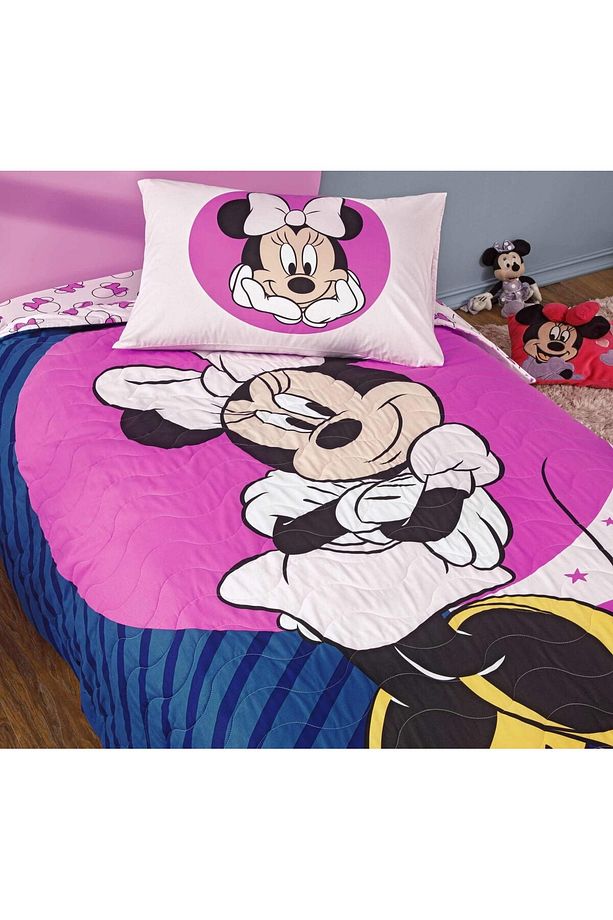 TAÇ LİSANSLI DİSNEY MİNNİE MOUSE SMİLE TEK KİŞİLİK KAPİTONE NEVRESİM TAKIMI COMPLET SET - 1