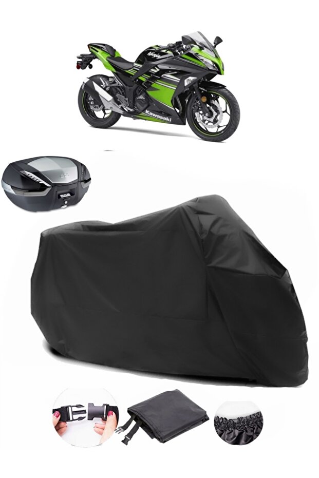 Kawasaki Ninja 300 Back Bag Compatible Black Motorcycle Tarpaulin Waterproof Durable Fabric