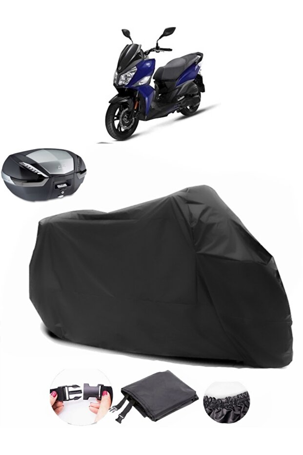 SYM Jet 14 200i ABS Rear Bag Compatible Black Motorcycle Tarpaulin Waterproof Durable Fabric