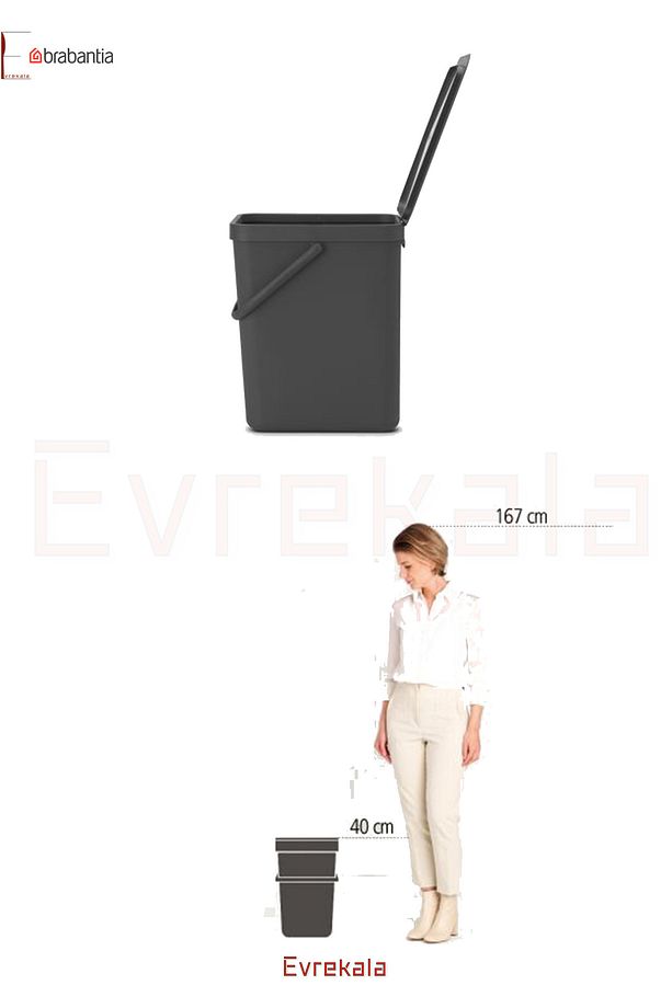 Evrekala Çöp Kovası Duvar Aparatlı Veya Yer Tipi 25 Litre New Series Bin Çöp Kutusu - 3