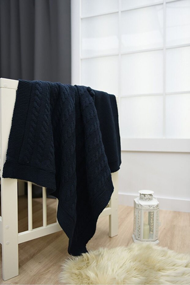 Navy Blue Locked Bow Blanket