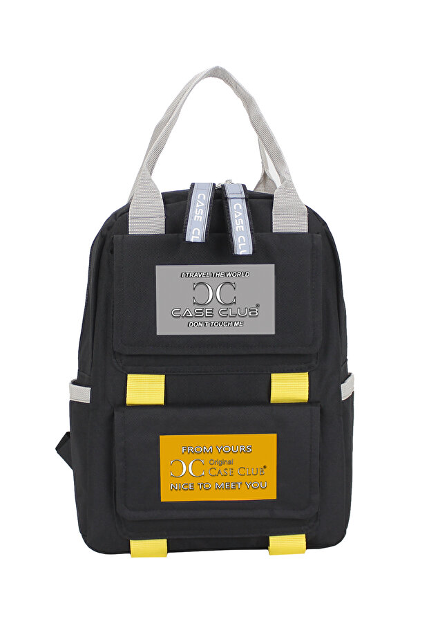 Black Unisex Backpack Waterproof Fabric