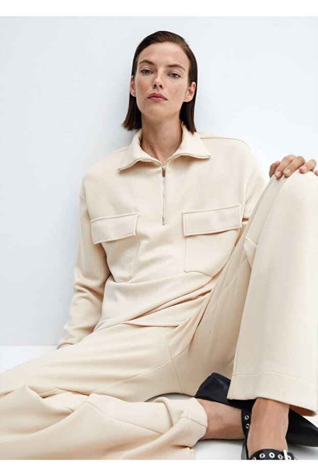 Elastik belli wideleg pantolon - 5