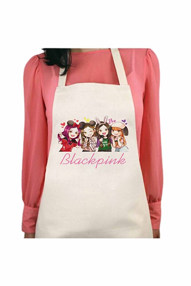 Blackpink Black Pink Anime Logo Lasting Printed Water Repellent Feature Washable Kitchen Apron