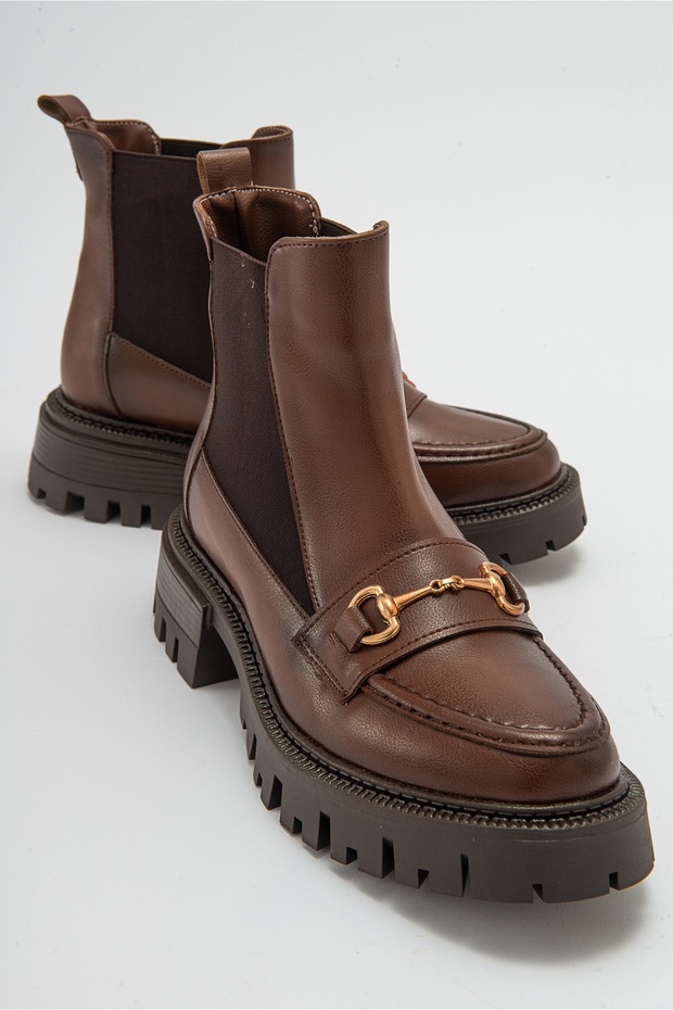VESPER Tan Buckle Women's Chelsea Boots