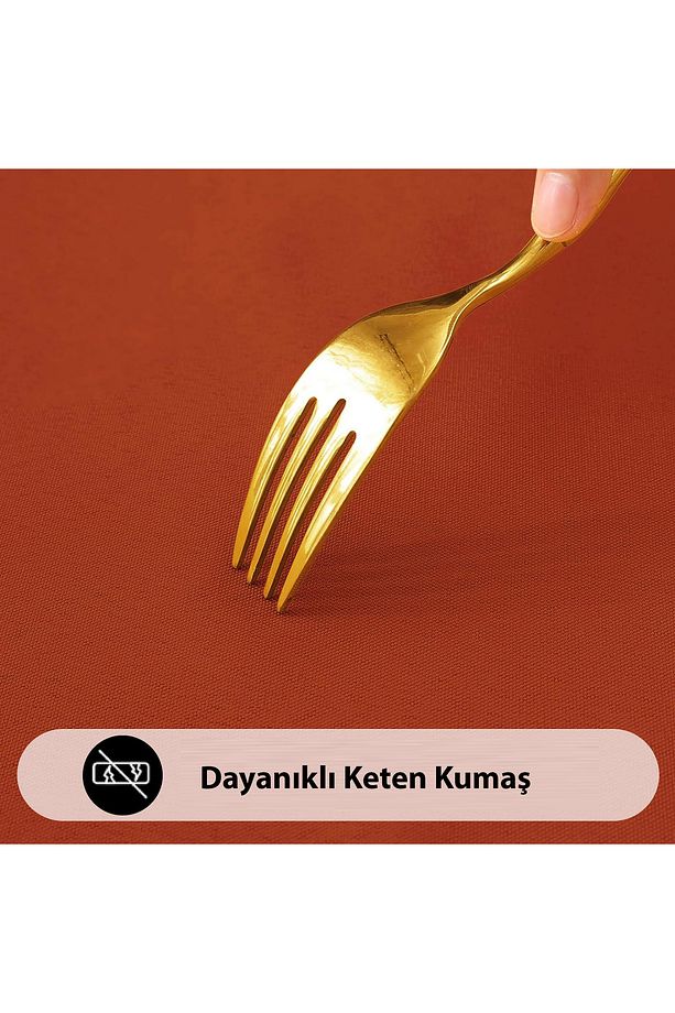 Sıvı Geçirmez Dertsiz Masa Örtüsü Kiremit - 5