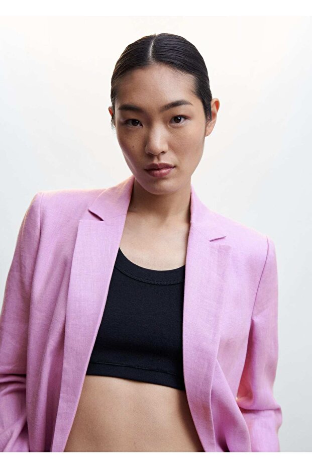 Oversize Keten Ceket - 8