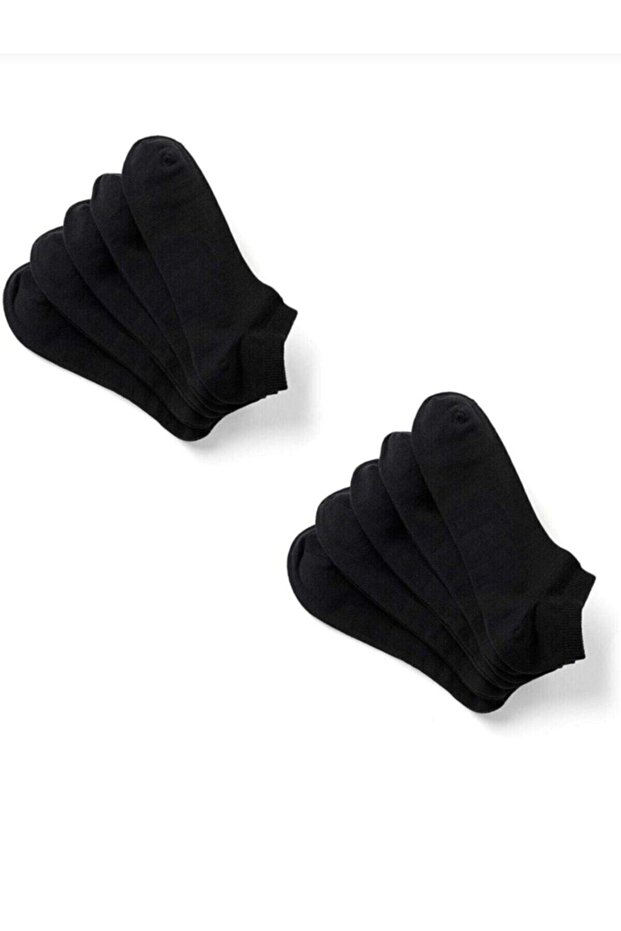 Comfortable, Non-Squeezing, Elastic Black Ankle Length Cotton Booties Socks, Pack of 10, Number 37-44